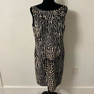 Vince Camuto Lined Animal Print Dress w/ Front Combined Pocket Size 14